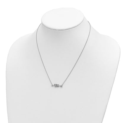 14k Two-Tone Gold Real Diamond Hearts on Arrow 18in Necklace