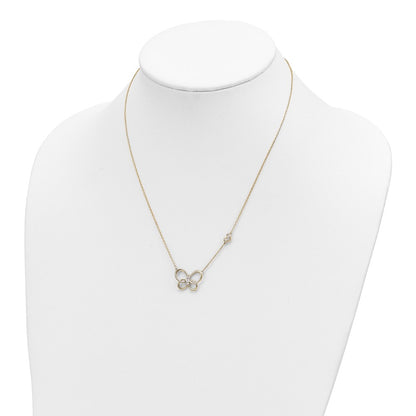 14K Yellow Gold Real Diamond Butterfly 18in Necklace