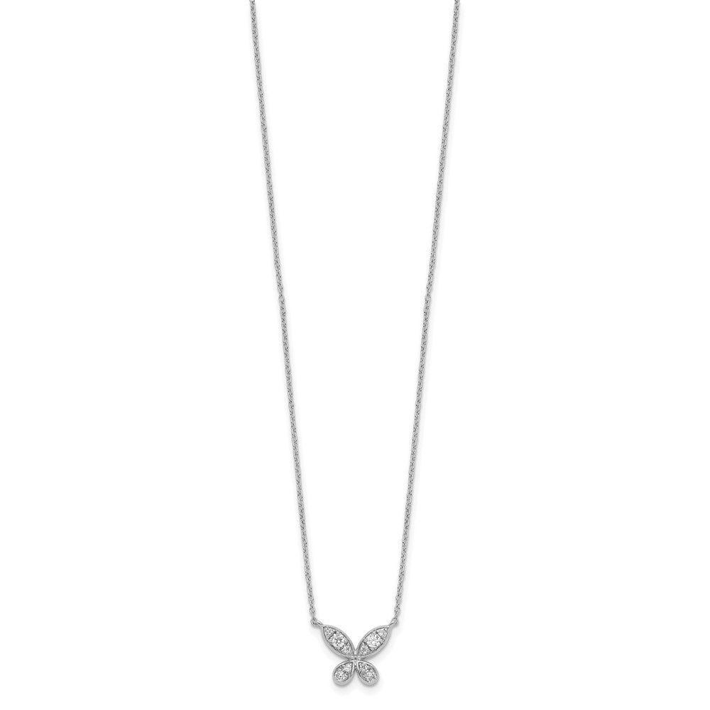 14k White Gold Real Diamond Butterfly 18in Necklace