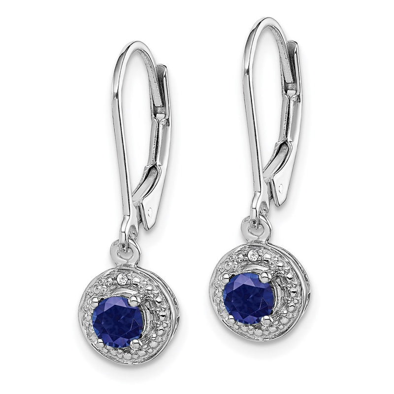 Sterling Silver Rhodium-plated Diamond & Created Sapphire Earrings
