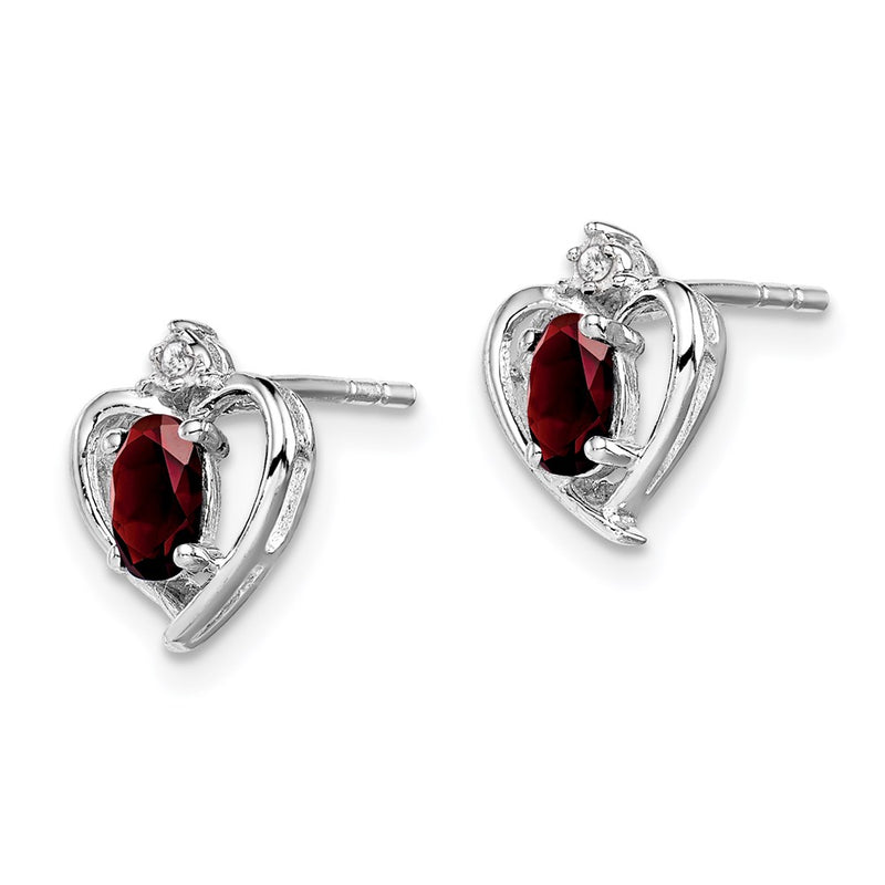 Sterling Silver Rhodium-plated Garnet & Diamond Earrings