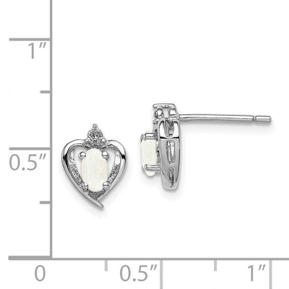 Sterling Silver Rhodium-plated Created Opal & Diamond Earrings