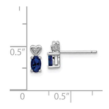 Sterling Silver Rhodium-plated Created Sapphire & Diamond Earrings
