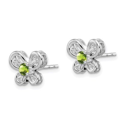 Sterling Silver Rhodium-plated Peridot Earrings