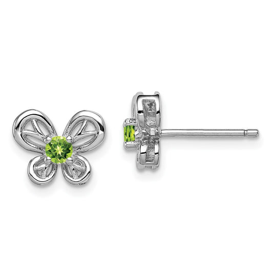Sterling Silver Rhodium-plated Peridot Earrings