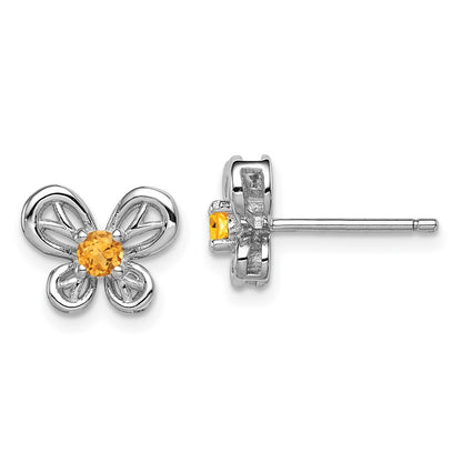Sterling Silver Rhodium-plated Citrine Earrings