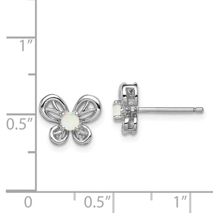 Sterling Silver Rhodium-plated Created Opal Earrings