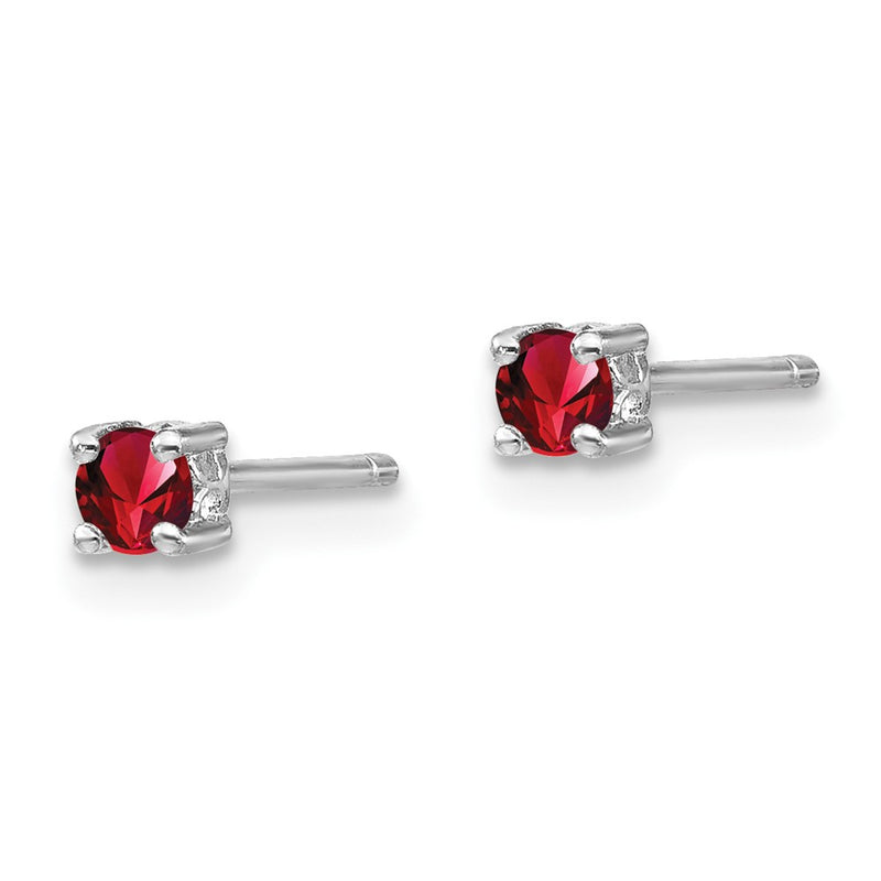 Sterling Silver 3mm Round Garnet Post Earrings