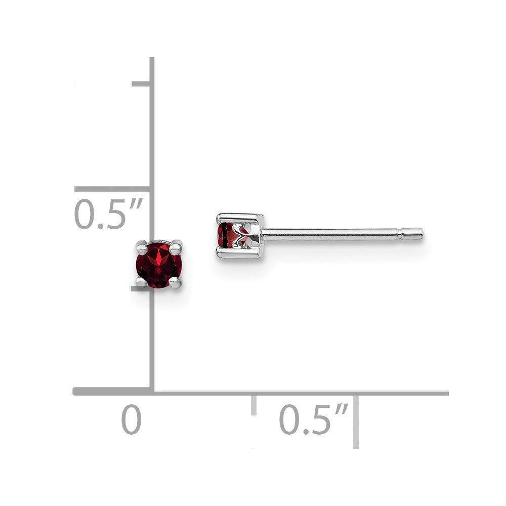 Sterling Silver 3mm Round Garnet Post Earrings