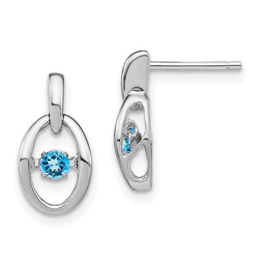 Sterling Silver Rhodium Blue Topaz Birthstone Vibrant Earrings