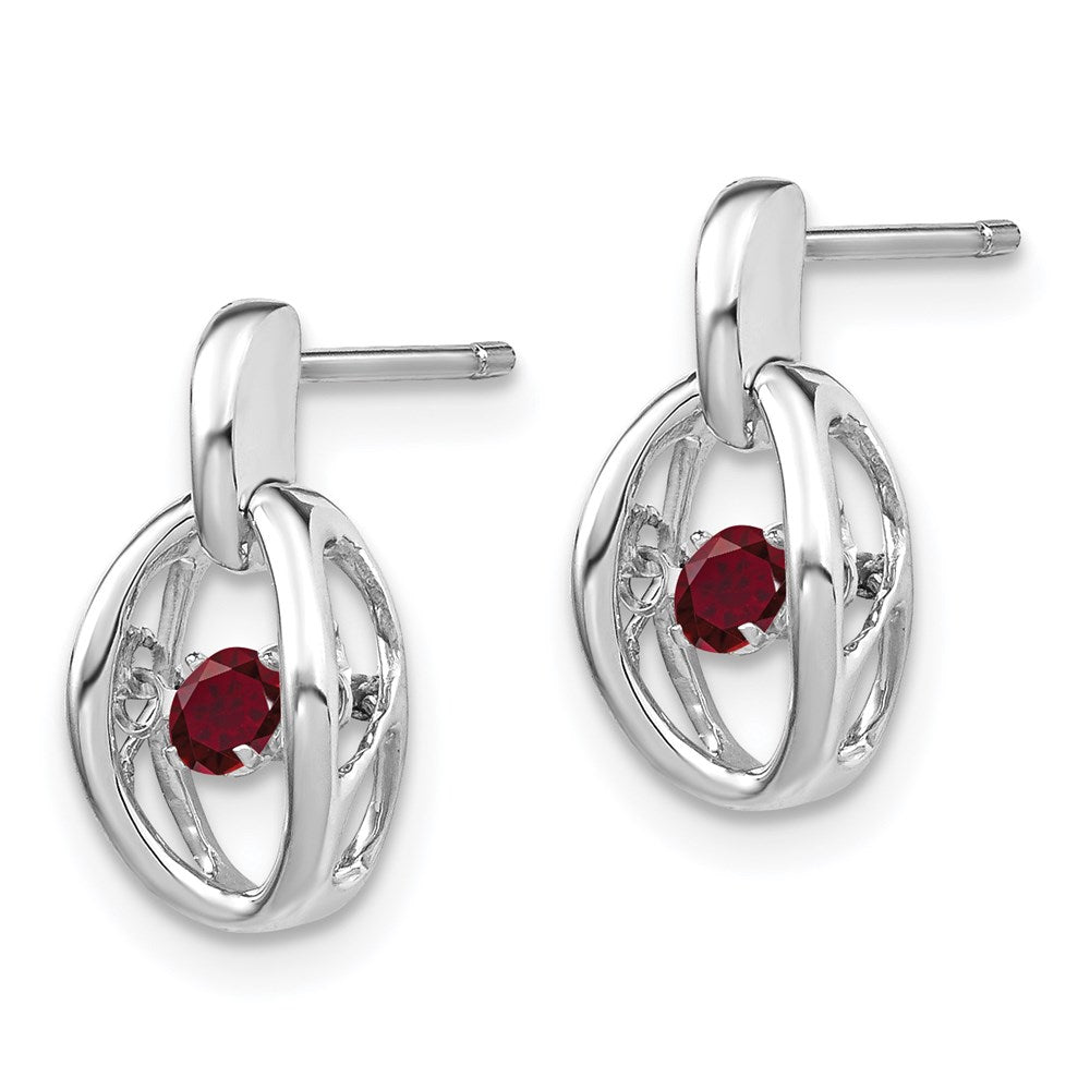Sterling Silver Rhodium Plated Lab Created Ruby Birthstone Vibrant Earrings