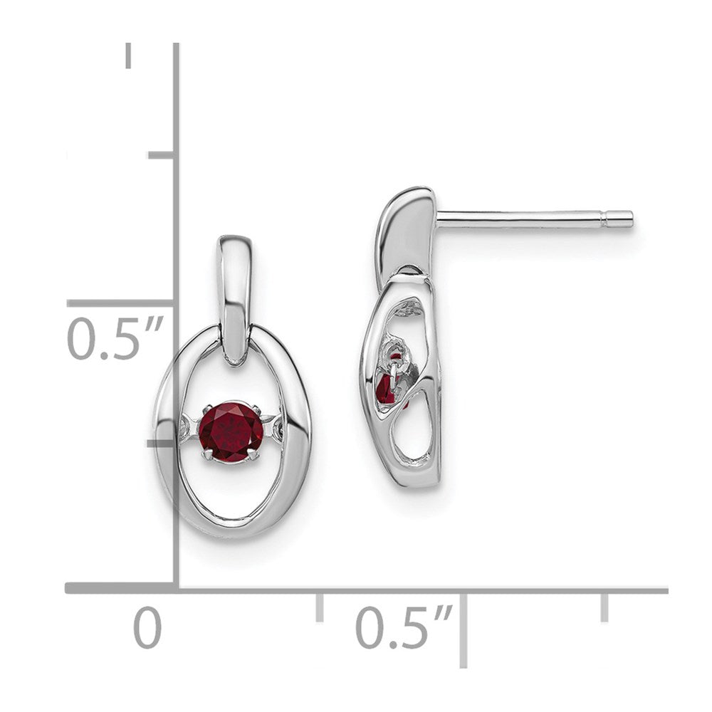 Sterling Silver Rhodium Plated Lab Created Ruby Birthstone Vibrant Earrings