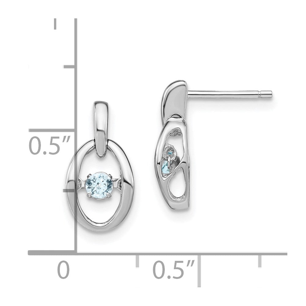 Sterling Silver Rhodium Aquamarine Birthstone Vibrant Earrings