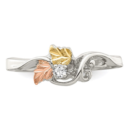 Sterling Silver & 12k Diamond Ring