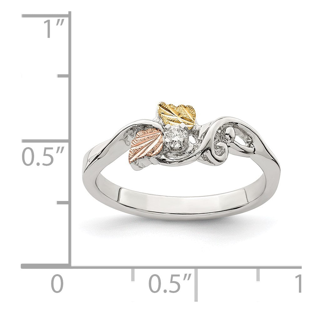 Sterling Silver & 12k Diamond Ring