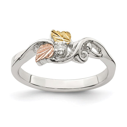 Sterling Silver & 12k Diamond Ring