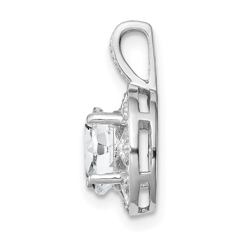 Sterling Silver Rhodium-plated Diamond & White Topaz Pendant