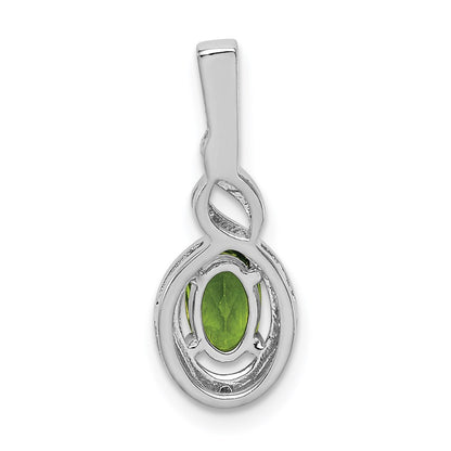 Sterling Silver Rhodium-plated Peridot & Diamond Pendant