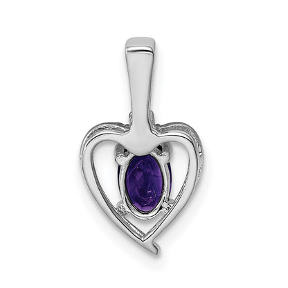 Sterling Silver Rhodium-plated Amethyst & Diamond Pendant