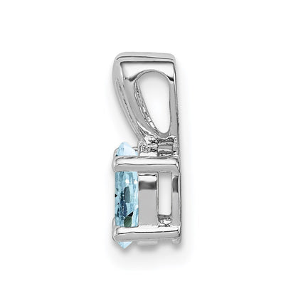 Sterling Silver Rhodium-plated Aquamarine Pendant
