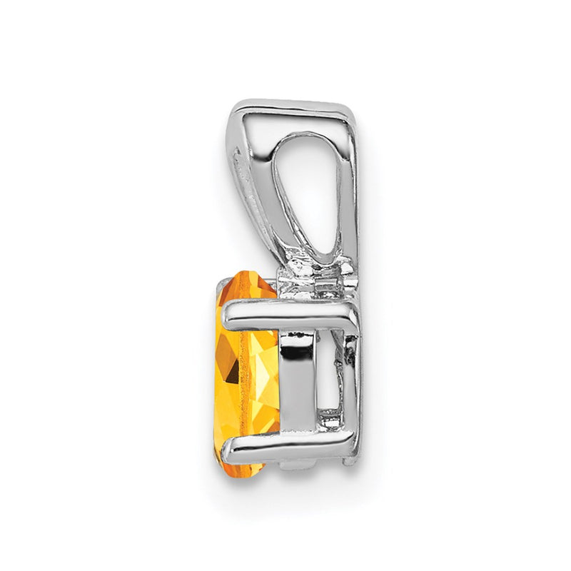 Sterling Silver Rhodium-plated Citrine Pendant