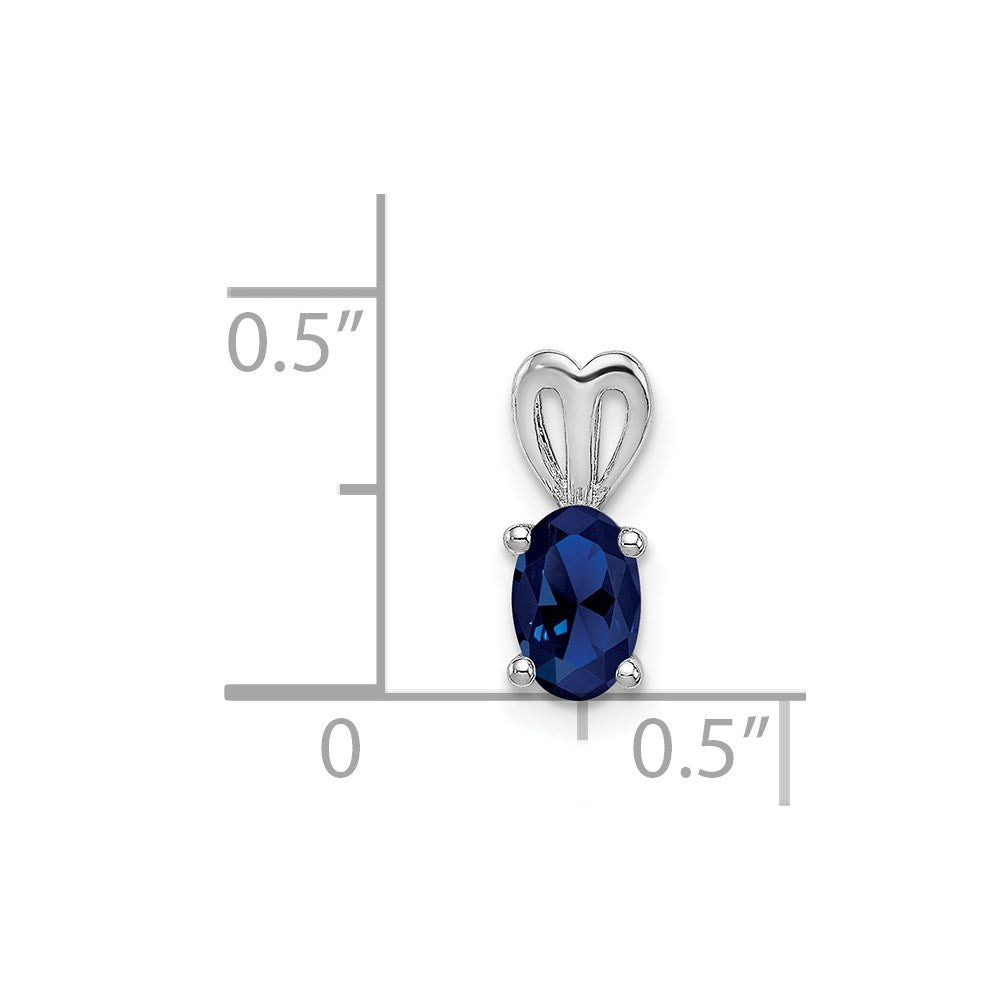 Sterling Silver Rhodium-plated Created Sapphire Pendant