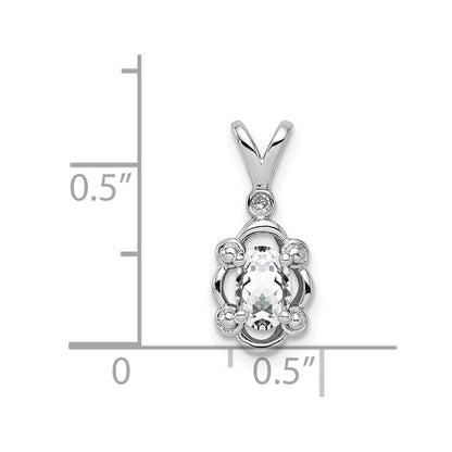 Sterling Silver Rhodium-plated White Topaz & Diamond Pendant