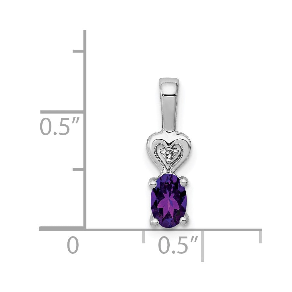 Sterling Silver Rhodium-plated Amethyst & Diamond Pendant