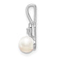 Sterling Silver Rhodium-plated FW Cultured Pearl & Diamond Pendant