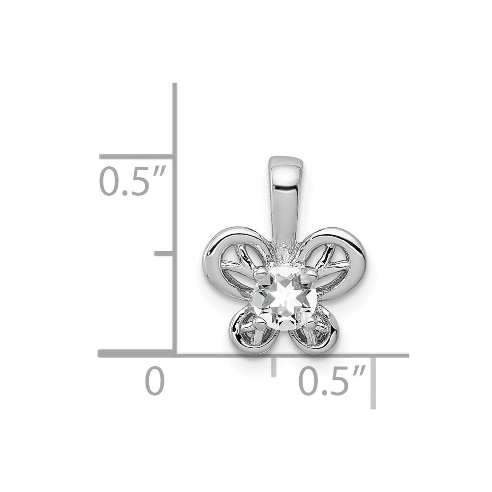 Sterling Silver Rhodium-plated White Topaz Pendant