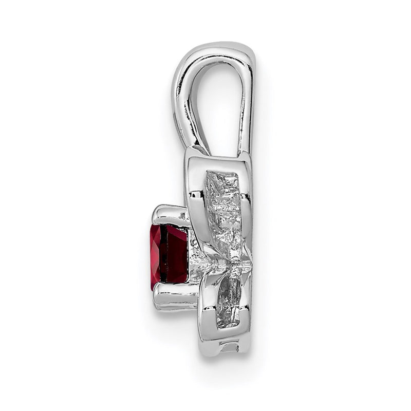 Sterling Silver Rhodium-plated Garnet Pendant