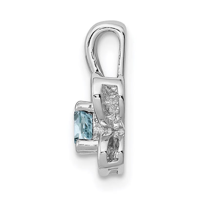 Sterling Silver Rhodium-plated Aquamarine Pendant