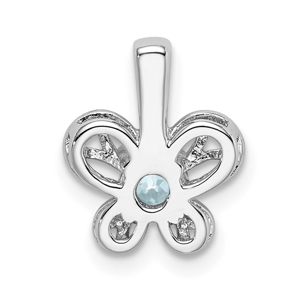 Sterling Silver Rhodium-plated Aquamarine Pendant