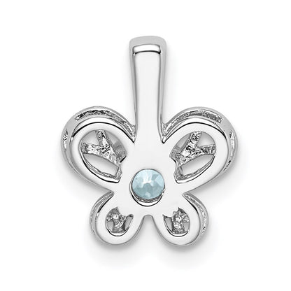 Sterling Silver Rhodium-plated Aquamarine Pendant