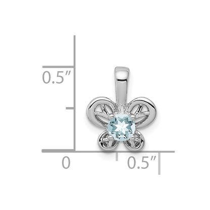 Sterling Silver Rhodium-plated Aquamarine Pendant