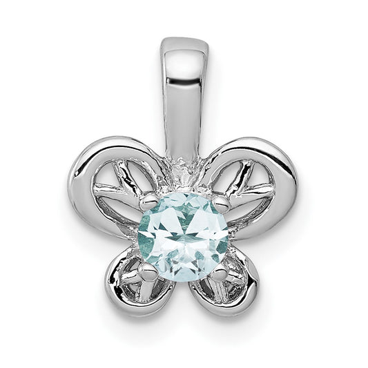 Sterling Silver Rhodium-plated Aquamarine Pendant