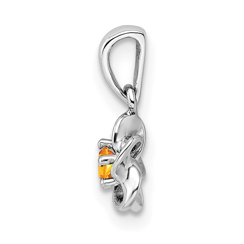 Sterling Silver Rhodium-plated Floral Citrine Pendant
