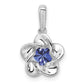 Sterling Silver Rhodium-plated Floral Created Sapphire Pendant