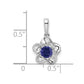 Sterling Silver Rhodium-plated Floral Created Sapphire Pendant