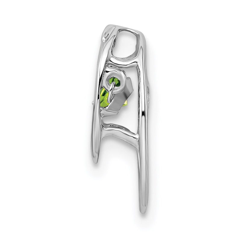 Sterling Silver Rhodium Peridot Birthstone Vibrant Chain Slide