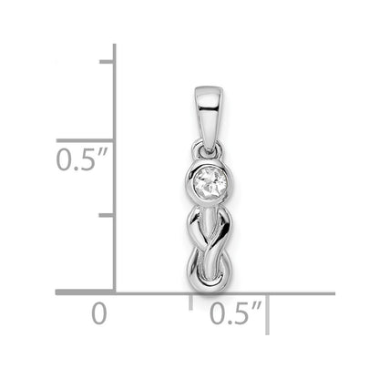 Sterling Silver Rhodium-plated White Topaz Infinity Birthstone Pendant