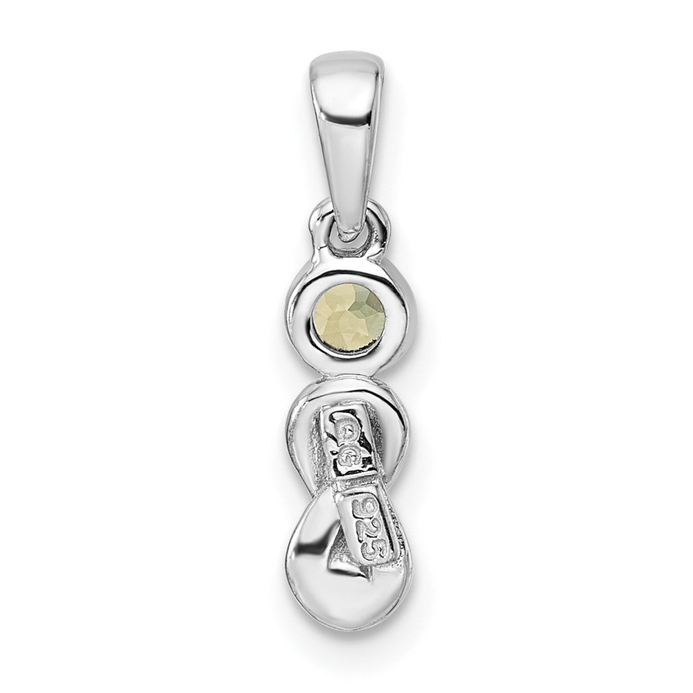 Sterling Silver Rhodium-plated Polished Peridot Infinity Birthstone Pendant