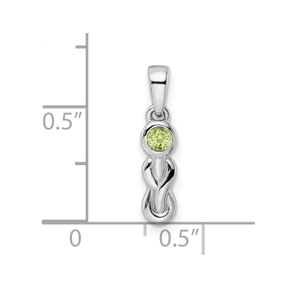 Sterling Silver Rhodium-plated Polished Peridot Infinity Birthstone Pendant