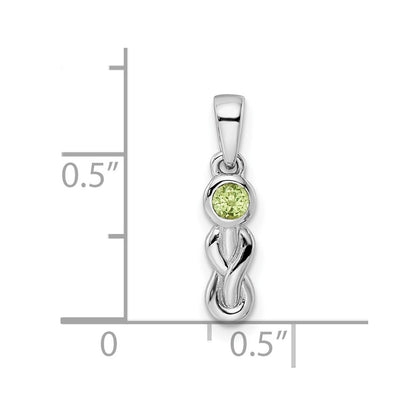 Sterling Silver Rhodium-plated Polished Peridot Infinity Birthstone Pendant