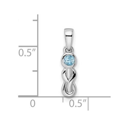Sterling Silver Rhodium-plated Swiss Blue Topaz Infinity Birthstone Pendant