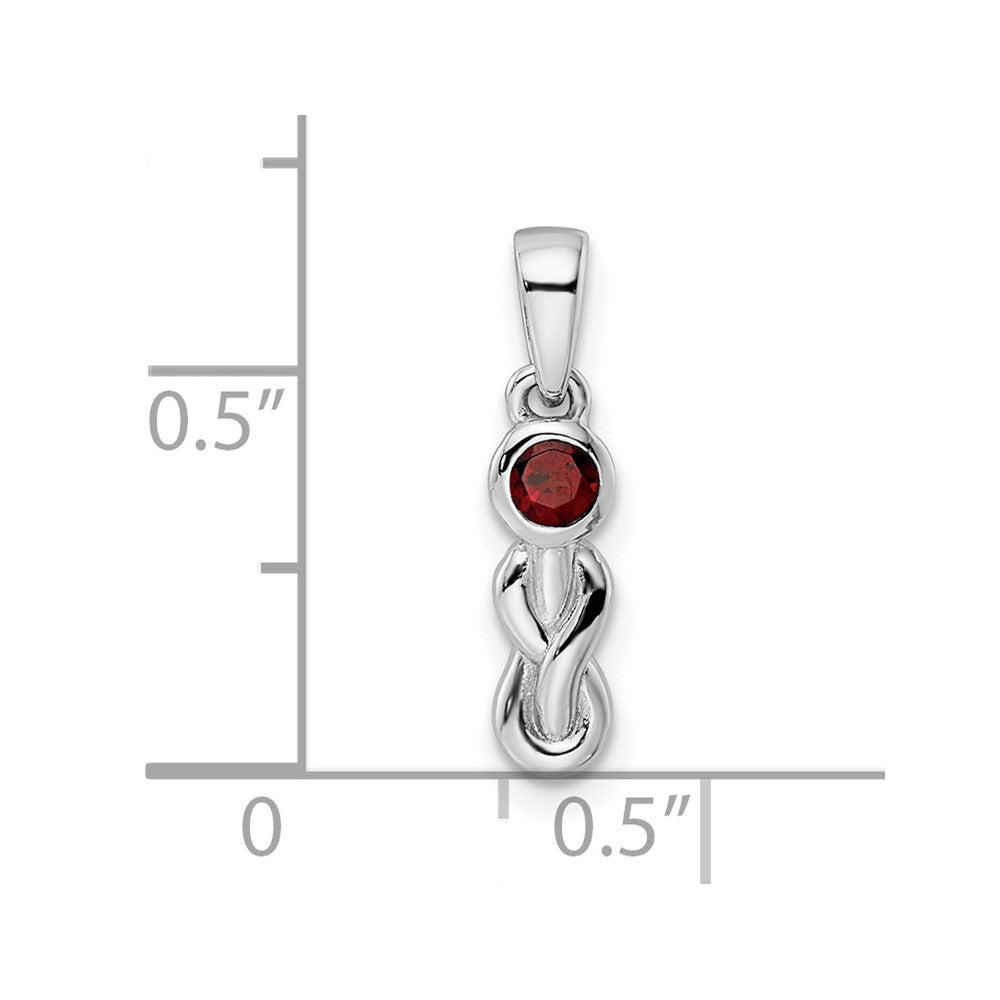 Sterling Silver Rhodium-plated Polished Garnet Infinity Birthstone Pendant