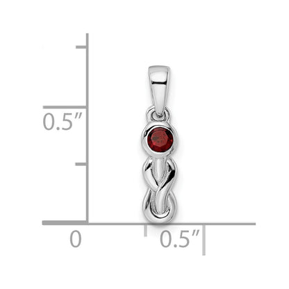 Sterling Silver Rhodium-plated Polished Garnet Infinity Birthstone Pendant