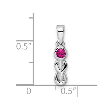 Sterling Silver RH-plated Polished Created Ruby Infinity Birthstone Pendant