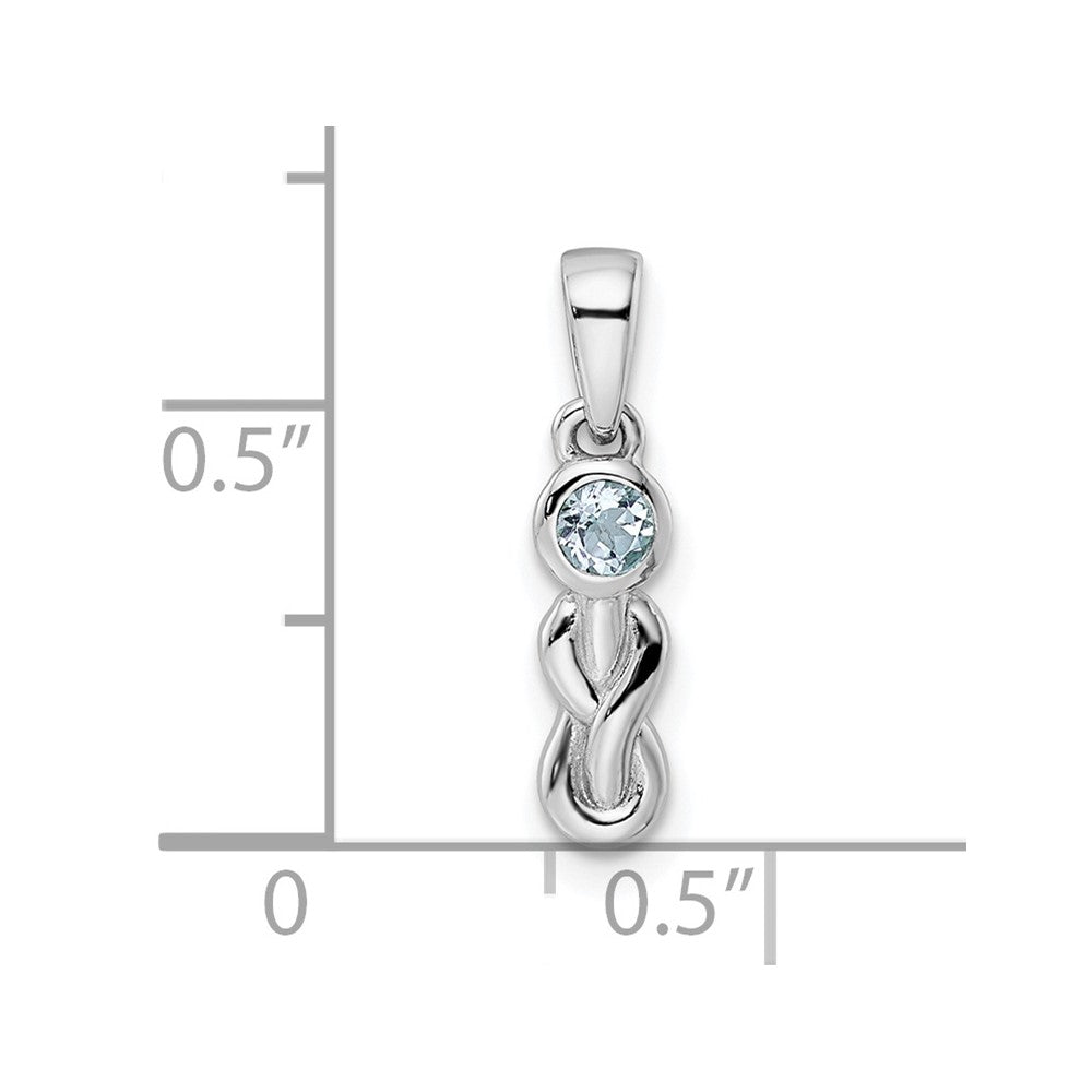 Sterling Silver Rhodium-plated Aquamarine Infinity Birthstone Pendant