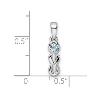 Sterling Silver Rhodium-plated Aquamarine Infinity Birthstone Pendant